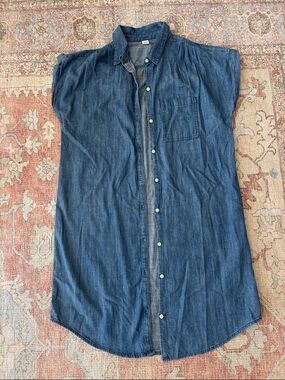 Old Navy Light Blue Chambray Denim Shirt Dress